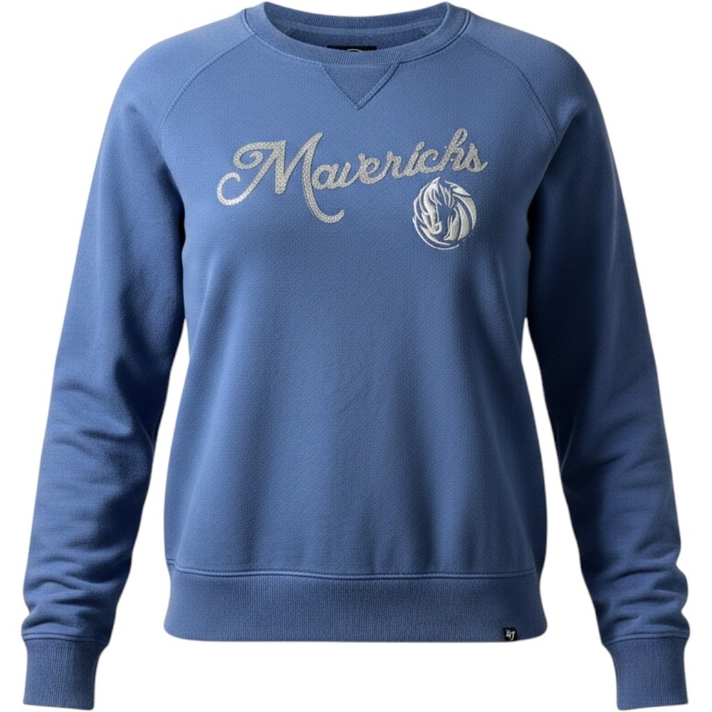 47 Brand Dallas Mavericks Womens XL Blue Sequin Logo Fleece Sweatshirt Pullover